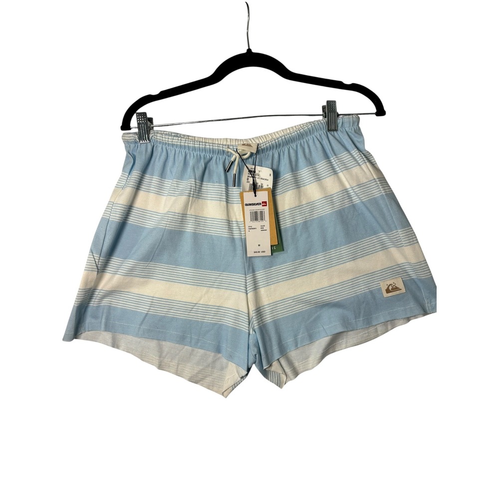 Quiksilver Womens Beachy KT Beach Shorts Blue White Striped EQWNS03053 NWT M - Picture 1 of 4